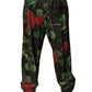 Black Floral Polyester Jogger Sweatpants Pants