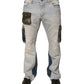 Light Blue Cotton Cargo Straight Denim Jeans