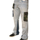 Light Blue Cotton Cargo Straight Denim Jeans