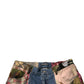 Blue Patchwork Cotton Straight Denim Jeans
