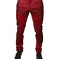 Red Leopard Cotton Stretch Skinny Denim Jeans