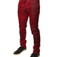 Red Leopard Cotton Stretch Skinny Denim Jeans