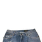 Blue Tattered Straight Cropped Denim Jeans