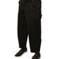 Black Cotton Mid Waist Cropped Pants