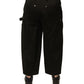 Black Cotton Mid Waist Cropped Pants