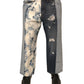 Multicolor Patchwork Cotton Straight Men Denim Jeans