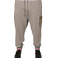 Gray Logo Patch Jogger Cotton Sweatpants Pants