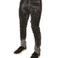Gray Embellished Cotton Skinny Denim Jeans
