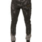 Gray Embellished Cotton Skinny Denim Jeans