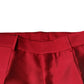 Red Silk Slim Fit Mid Waist Dress Formal Pants