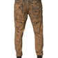 Brown Tattered Cotton Skinny Denim Jeans