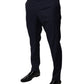 Dark Blue Cotton Men Dress Pants
