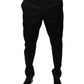 Black Cotton Tapered Formal Dress Pants