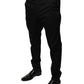 Black Cotton Tapered Formal Dress Pants