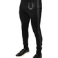 Black Horseshoe Embellished Wool Slim Fit Pants