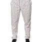 White Stripes Cotton Skinny Dress Pants