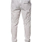 White Stripes Cotton Skinny Dress Pants