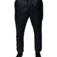 Dark Blue Cotton Skinny Sweatpants Pants