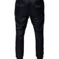 Dark Blue Cotton Skinny Sweatpants Pants