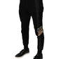 Black Leopard Slim Fit Jogger Pants