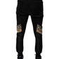 Black Leopard Slim Fit Jogger Pants