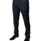 Blue Wool Tapered Formal Dress Pants