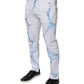 White Blue Cotton Stretch Skinny Denim Jeans