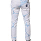 White Blue Cotton Stretch Skinny Denim Jeans