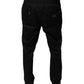 Black Cotton Stretch Skinny Sweatpants Pants