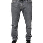 Gray Logo Cotton Stretch Skinny Denim Jeans