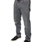 Gray Logo Cotton Stretch Skinny Denim Jeans