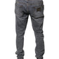 Gray Logo Cotton Stretch Skinny Denim Jeans