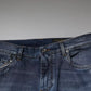 Blue Tattered Cotton Stretch Skinny Denim Jeans