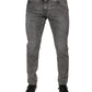 Gray Washed Cotton Skinny Denim Jeans