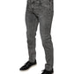 Gray Washed Cotton Skinny Denim Jeans