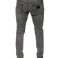 Gray Washed Cotton Skinny Denim Jeans