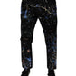 Black Color Splash Cotton Skinny Denim Jeans