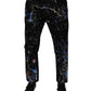 Black Color Splash Cotton Skinny Denim Jeans