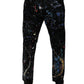Black Color Splash Cotton Skinny Denim Jeans