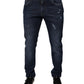 Dark Blue Cotton Logo Skinny Denim Jeans
