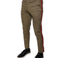 Brown Logo Men Casual Tapered Pants
