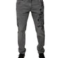 Gray Graphic Print Cotton Skinny Denim Jeans