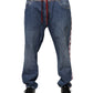 Blue Cotton Stretch Straight Denim Jeans