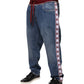 Blue Cotton Stretch Straight Denim Jeans