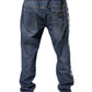 Blue Cotton Stretch Straight Denim Jeans