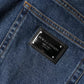 Blue Cotton Stretch Straight Denim Jeans