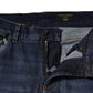 Blue Cotton Logo Print Slim Fit Denim Jeans