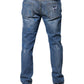Blue Cotton Stretch Tattered Skinny Denim Jeans