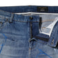 Blue Cotton Stretch Tattered Skinny Denim Jeans