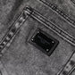 Gray Logo Plaque Cotton Slim Fit Denim Jeans